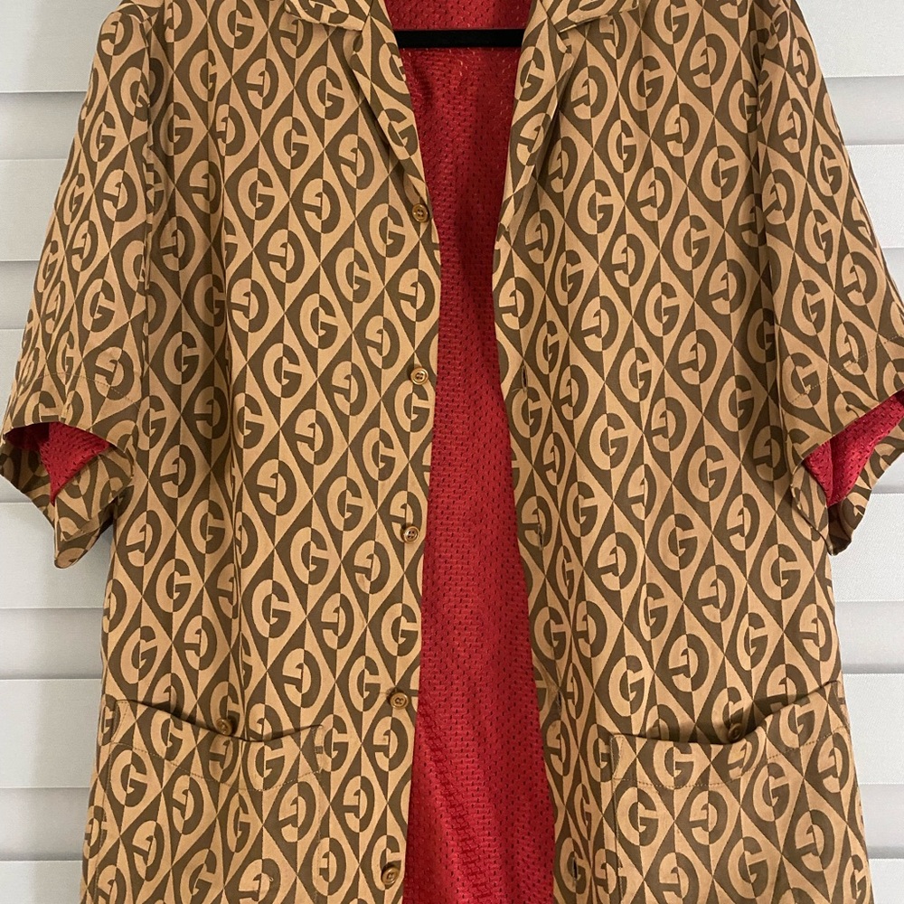 Gucci Beige and Red Patterned Jacket Shirt